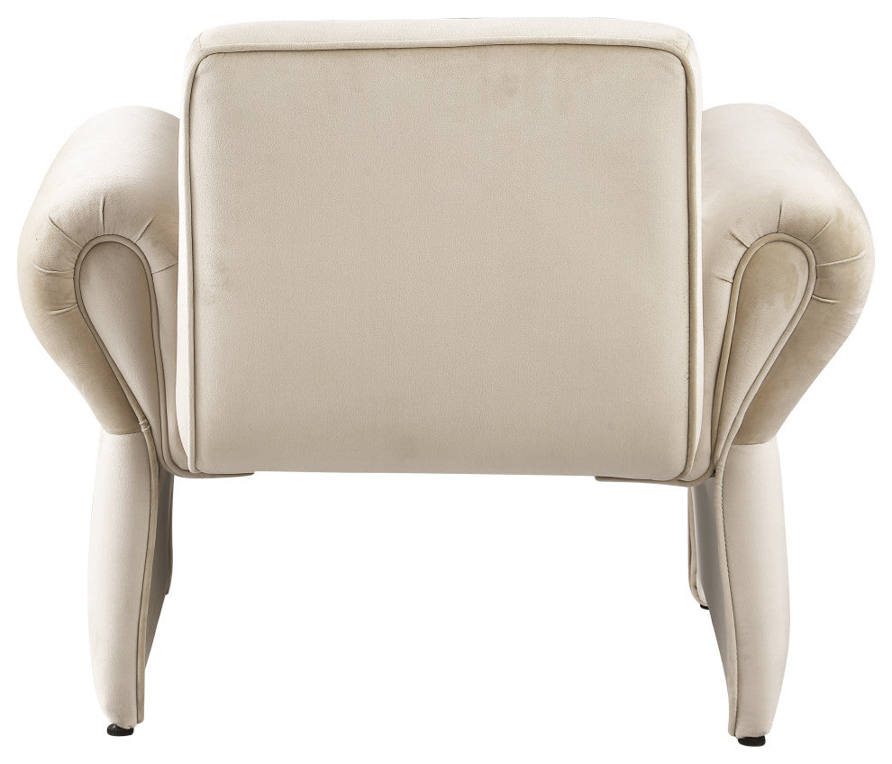 Fleurette Velvet Accent Chair, Cream