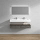 Alysa 60'' Floating Vanity, Acrylic Sink, Double Faucet Hole, Smoke Oak