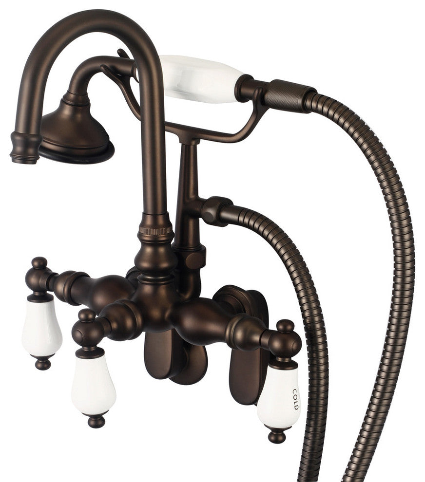 Vintage Classic Wall Mount Tub Faucet With Handshower, Oil Rubbed Bronze Finish