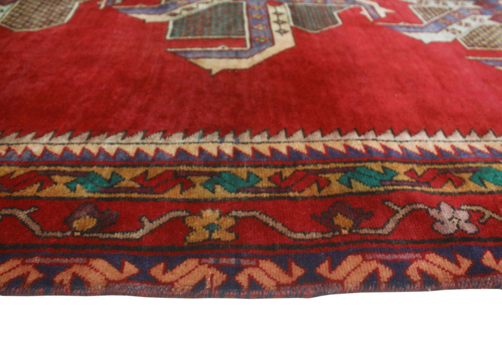 Fine Vintage Distressed Caroline Red/Navy Runner, 4'10x10'2