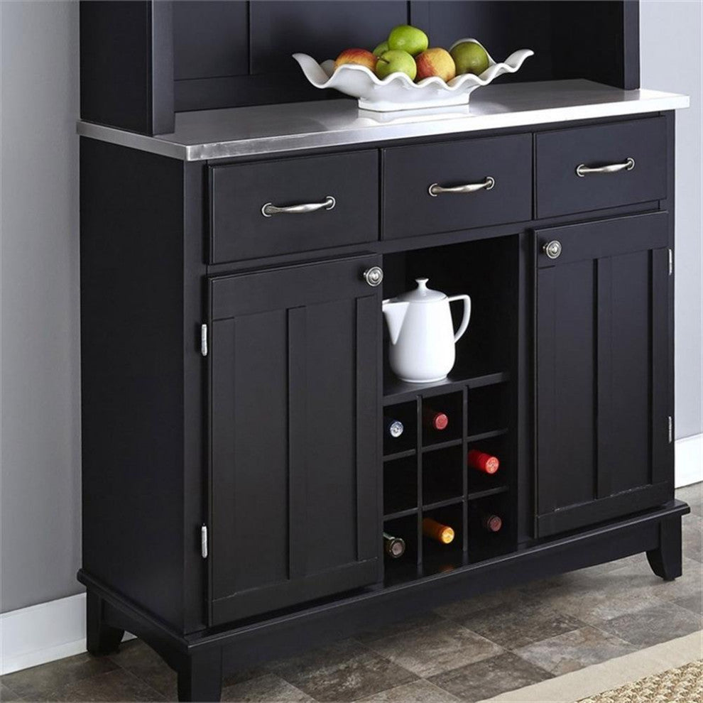 Homestyles Buffet of Buffets Wood Buffet with Hutch in Black