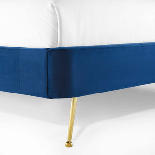 Mira Upholstered Performance Velvet Queen Platform Bed MOD-6131-NAV