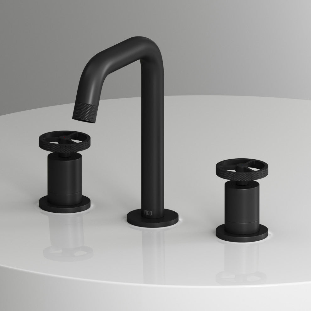 VIGO Cass 8" H 2-Handle Widespread Bathroom Faucet, Matte Black