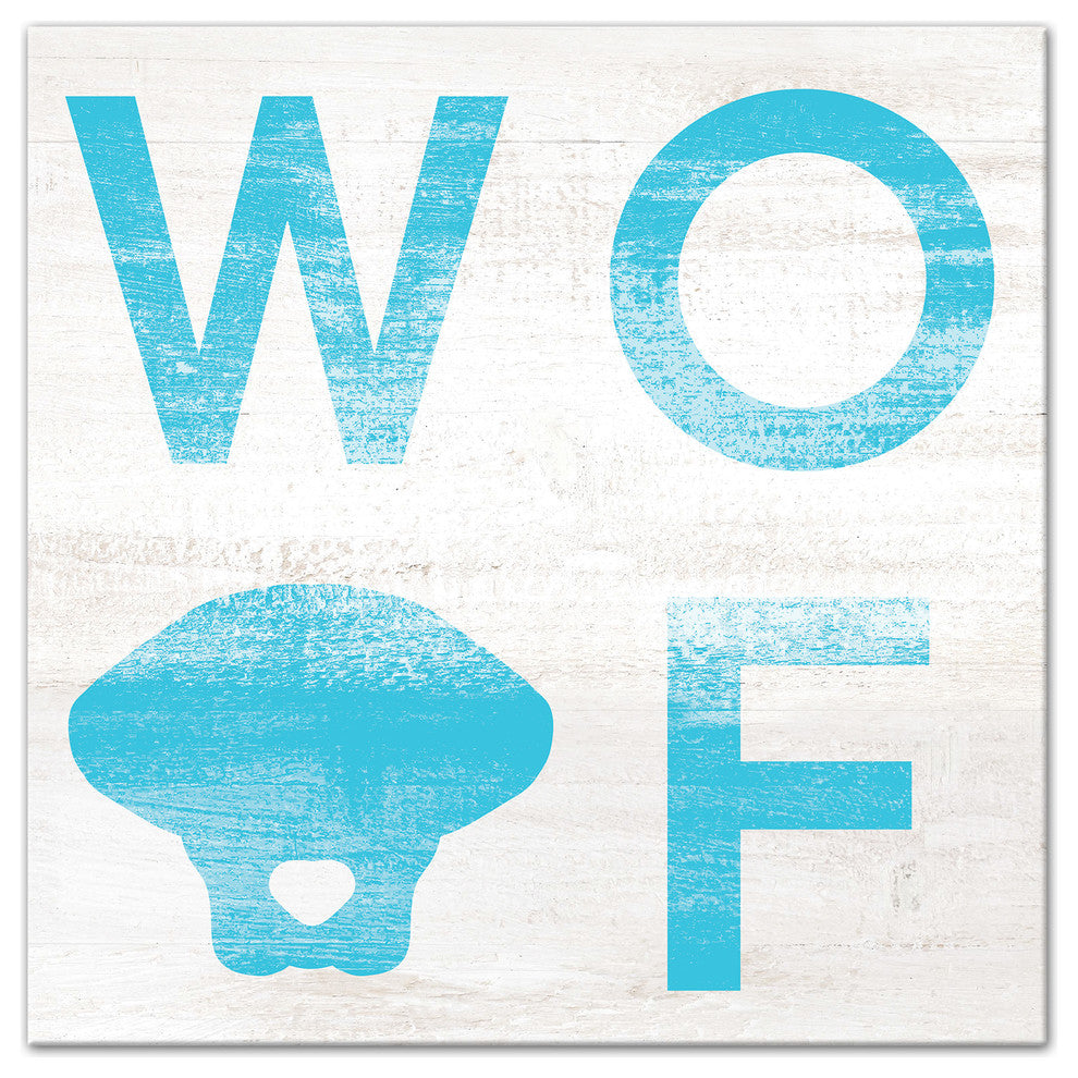 Designs Direct Creative Group Woof Distressed Blue 30x30 Canvas Wall Art