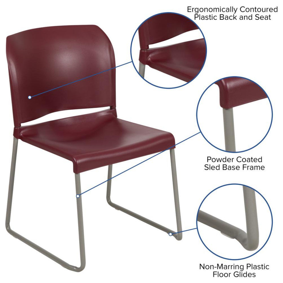 HERCULES Series 880 lb. Capacity Burgundy Full Back Contoured Stack Chair...
