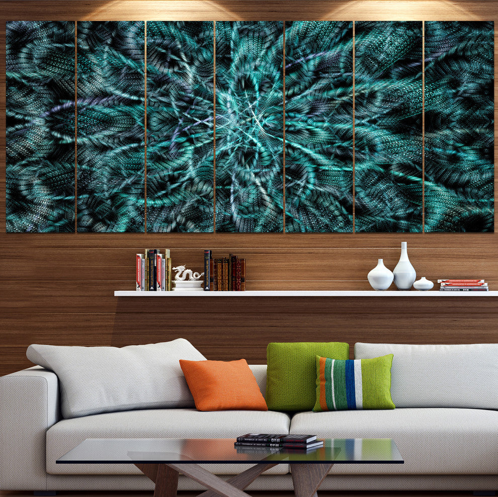 Unusual Starry Fractal Metal Grill, Abstract Canvas Wall Art, 83"x32", 7 Panels