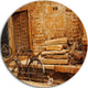 Bicycle Against Brown Wall, Landscape Photo Disc Metal Wall Art, 11"