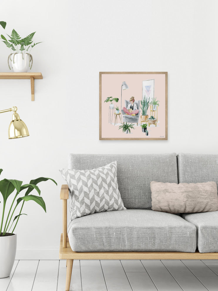 "Indoor Plants Sanctuary" Framed Painting Print, 18x18
