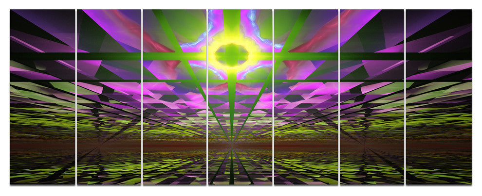 Fractal Cosmic Apocalypse, Abstract Art on Canvas, 83"x32", 7 Panels