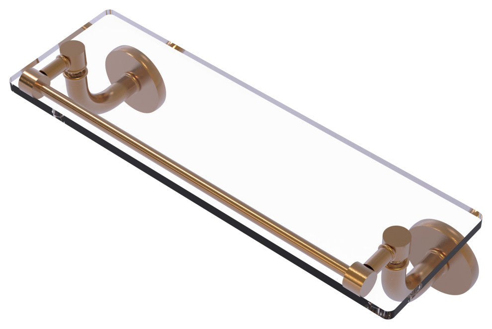 Remi 16" Glass Vanity Shelf with Gallery Rail, Brushed Bronze