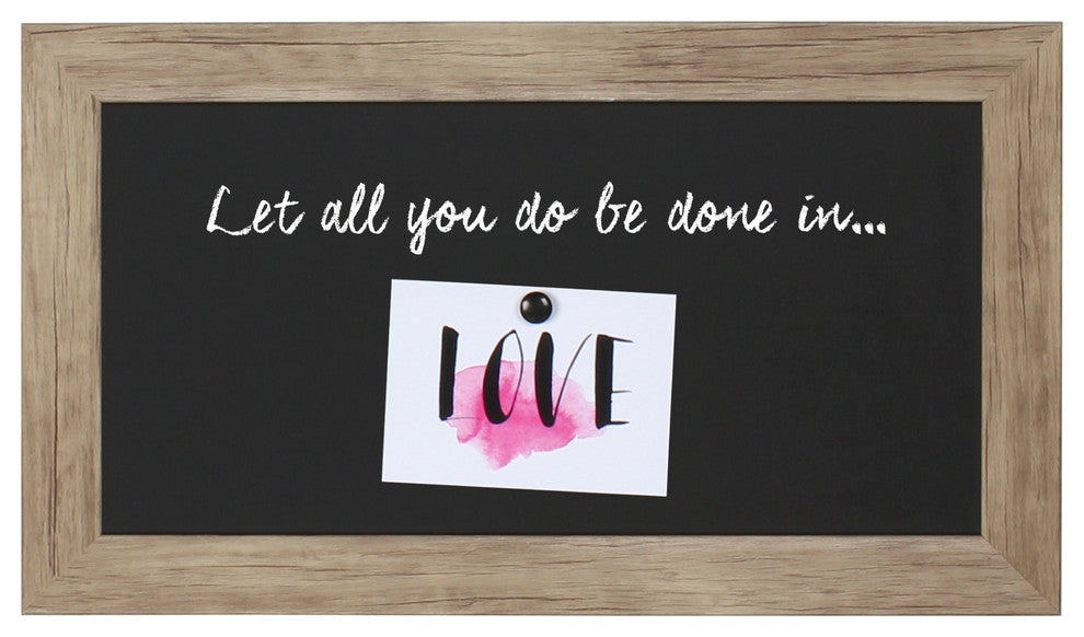 Beatrice Rustic Woodgrain Framed Magnetic Chalkboard, Rustic Brown, 23x13