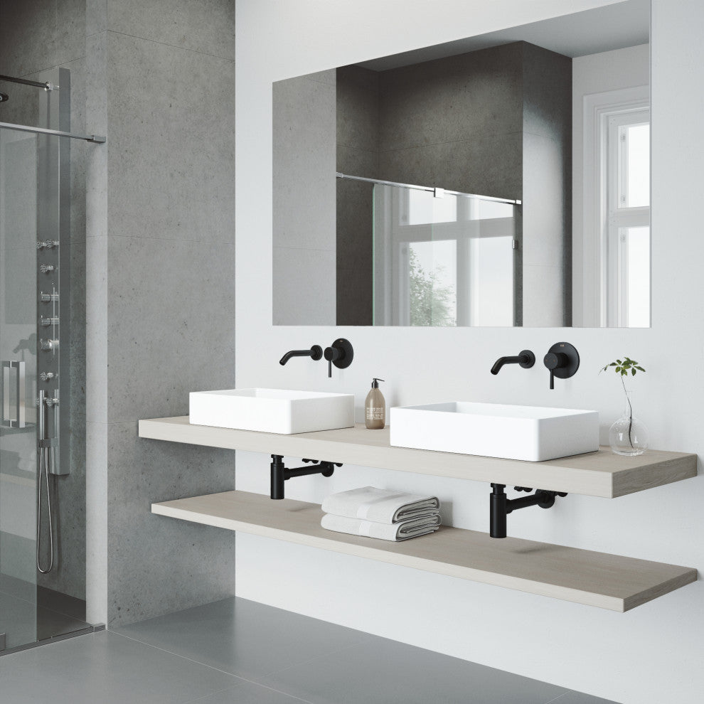 Magnolia 21"L x 14"W MatteStone Vessel Sink and Olus Wall Mount Faucet Set