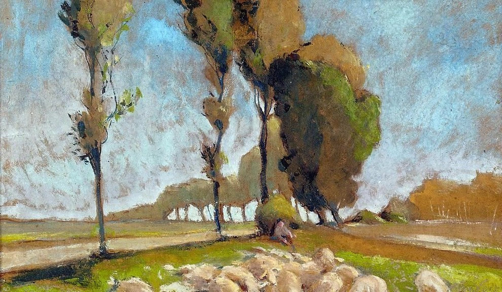 Henri Edmond Cross Shepherd and Sheep, 18"x27" Wall Decal