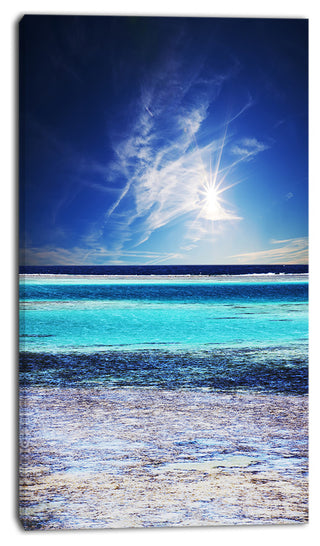 Crystal Clear Sea under Sunlight, Seashore Canvas Art Print, 16"x32"