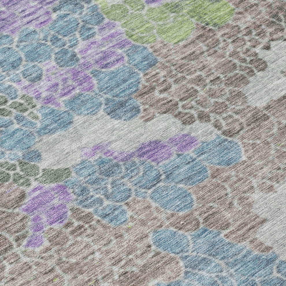 Machine Washable Indoor/Outdoor Chantille ACN1906 Blue 8' x 8' Round Rug