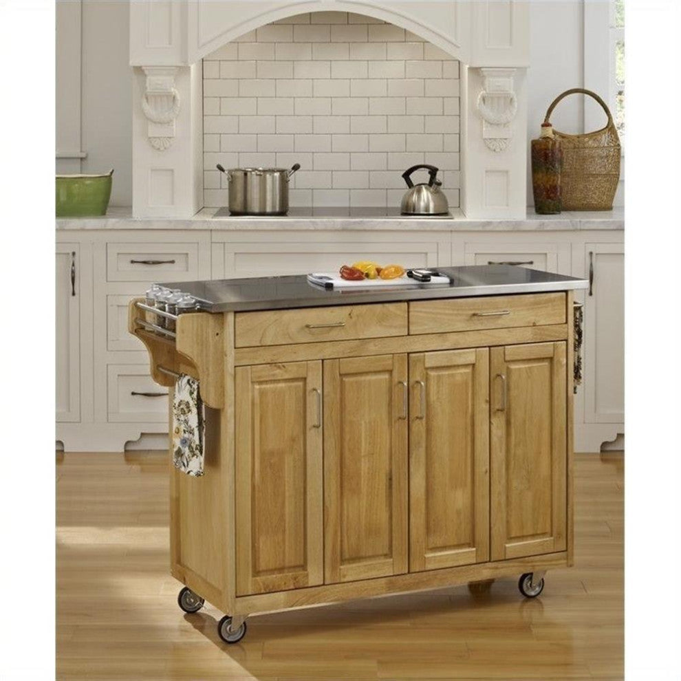 Homestyles Create-a-Cart Wood Rolling Kitchen Cart in Brown