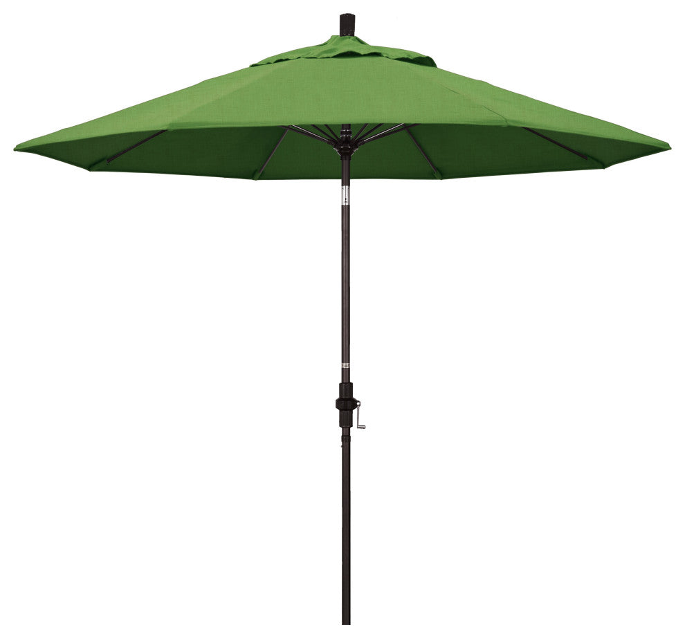 9' Bronze Collar Tilt Lift Fiberglass Rib Aluminum Umbrella, Sunbrella, Spectrum Cilantro