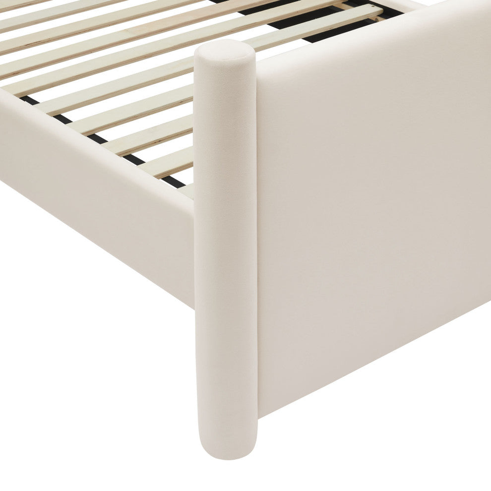 Rael Performance Velvet King Platform Bed, Alabaster