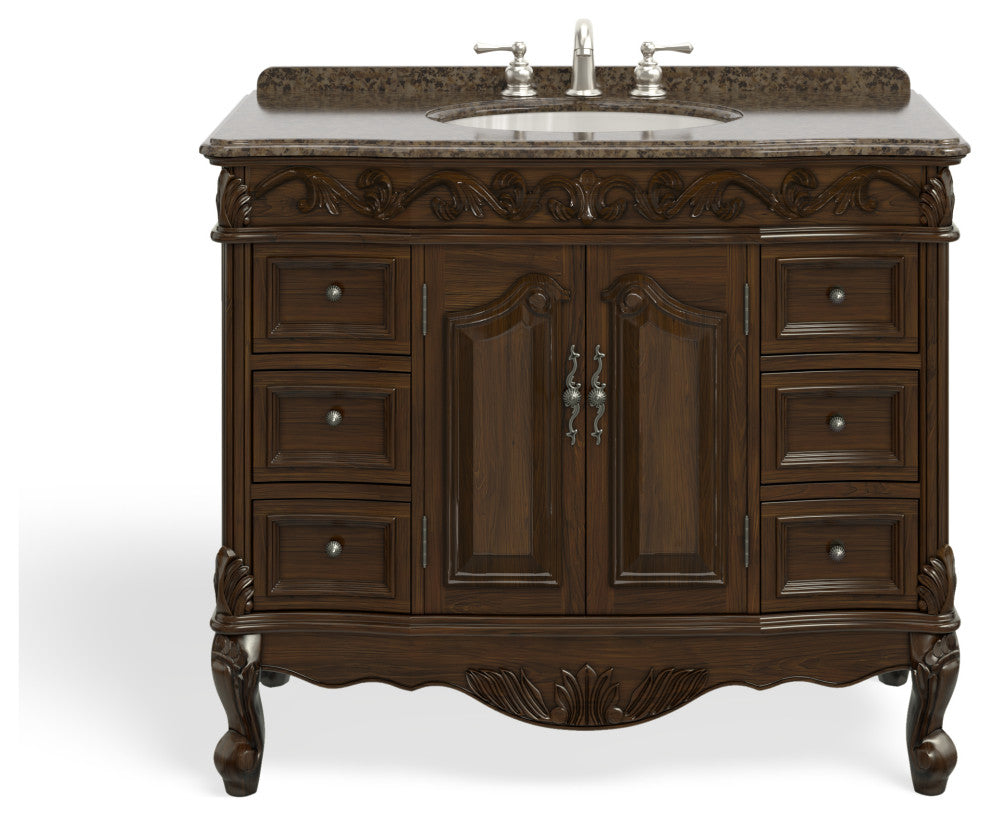 The Agnes Bathroom Vanity, Brown, 42", Single Sink, Freestanding