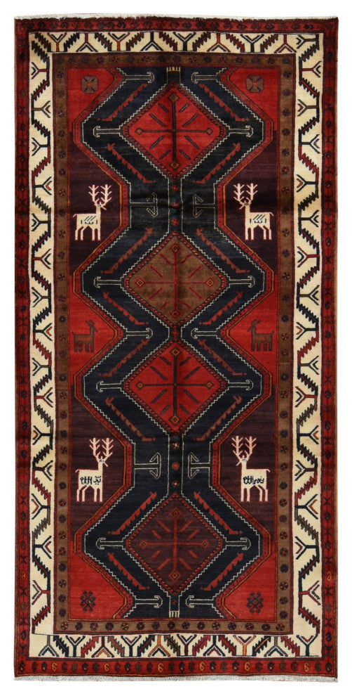 Maroon Red New Persian Pure Wool Hand Knotted Runner Rug 5'2" x 10'6"