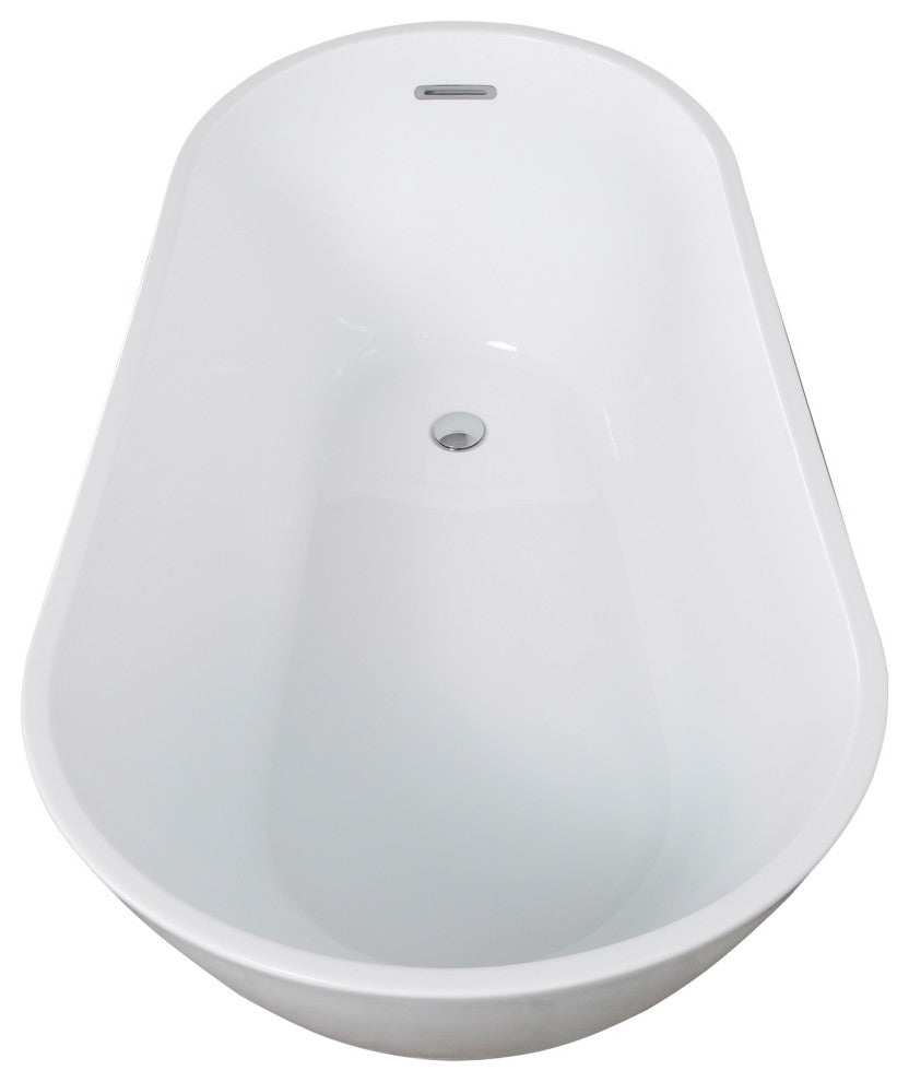 59" x 31" Acrylic Freestanding Soaking Single Slipper Bathtub in White