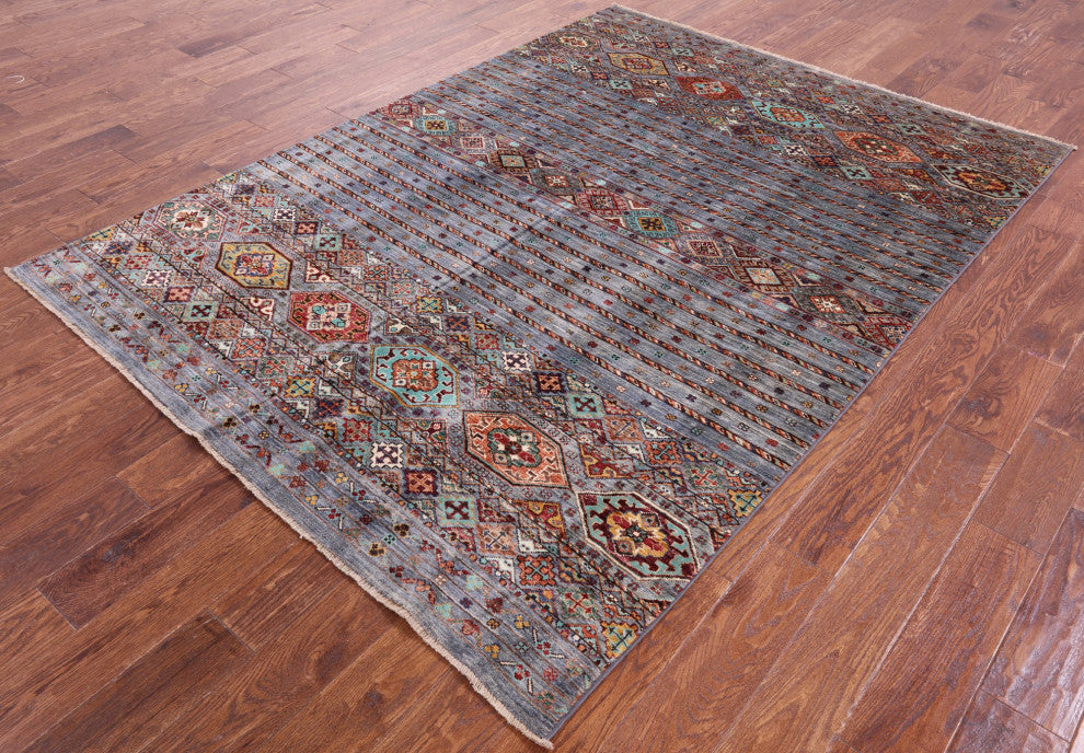Super Kazak Khorjin Hand Knotted Wool Rug 5' 8" X 7' 10" - Q12305