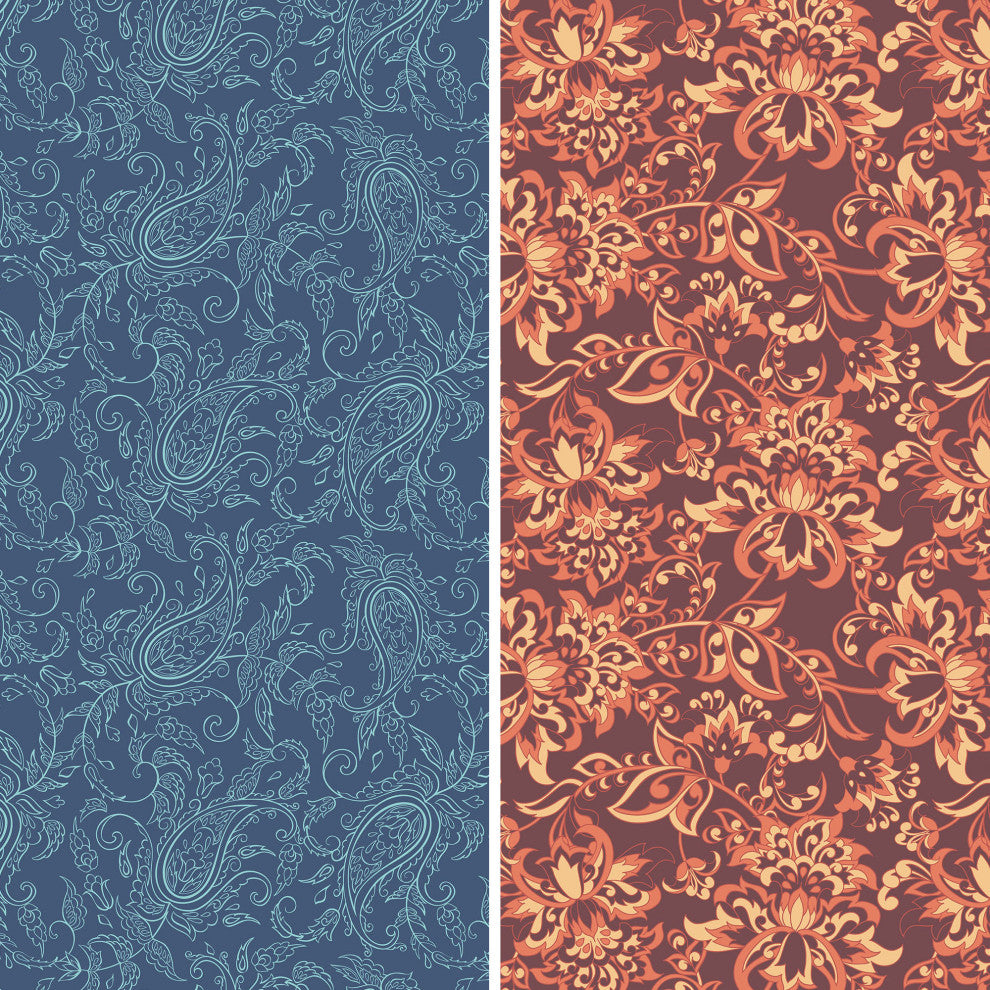 6' Tall Double Sided Floral Wallpaper Canvas Room Divider