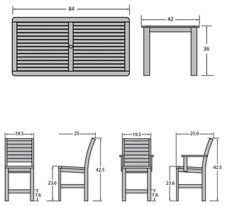 Weatherly 7-Piece Rectangle Counter-Height Dining Set, Nantucket Blue