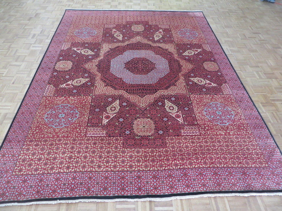 8'11x11'9 Handmade Black Mamluk Fine Oriental Rug