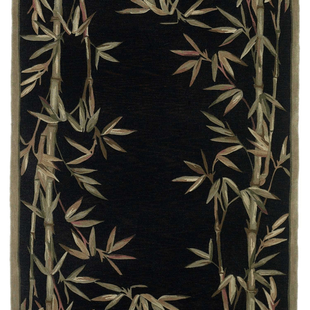 8'X10' Black Hand Tufted Bordered Bamboo Indoor Area Rug