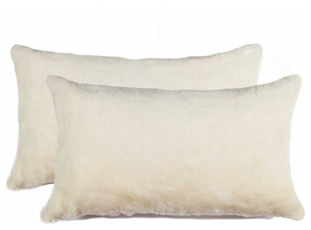 HomeRoots 12" x 20" x 5" Natural, Cowhide Pillow 2-Pack