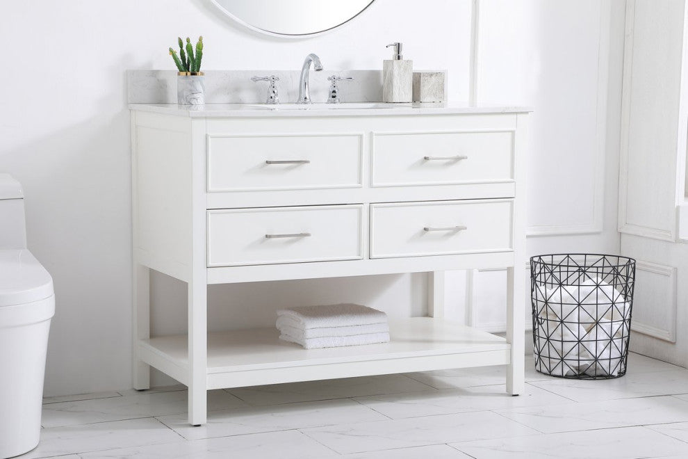 Skylar 42" Single Bathroom Vanity, White, With Backsplash