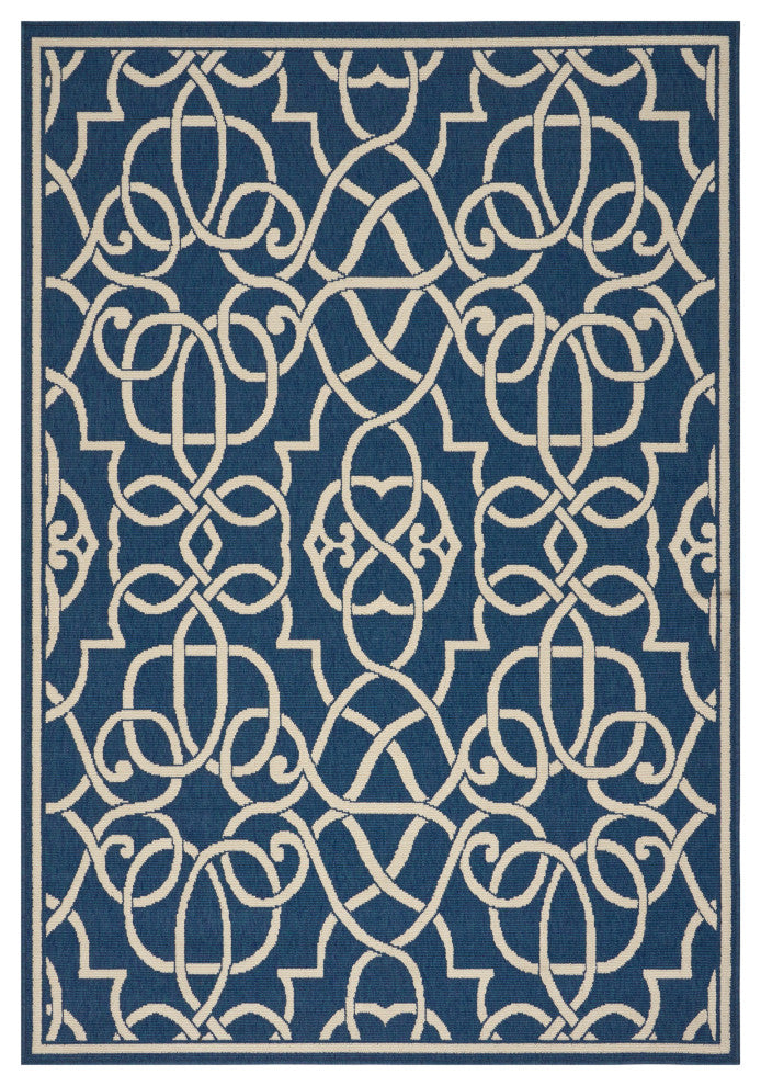 GDF Studio Alfonso Indoor Geometric 5x8 Area Rug, Navy and Ivory