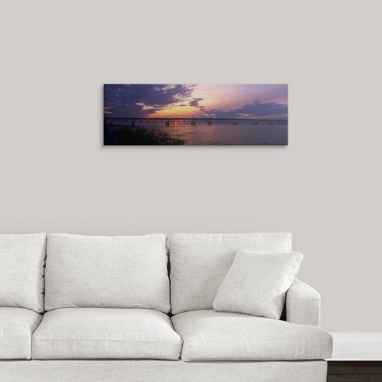 "Michigan, Macinaw City, Mackinac Bridge" Canvas Art, 36"x12"x1.25"