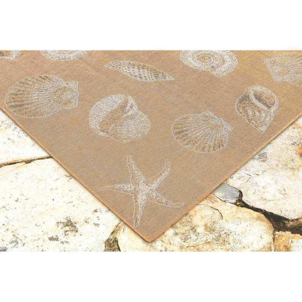Carmel Shells Indoor/Outdoor Rug, Sand, 1'11"x7'6" Runner