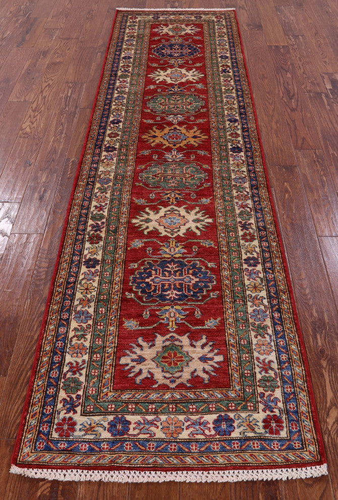 2' 8" X 9' 5" Super Kazak Hand Knotted Runner Rug - Q12970