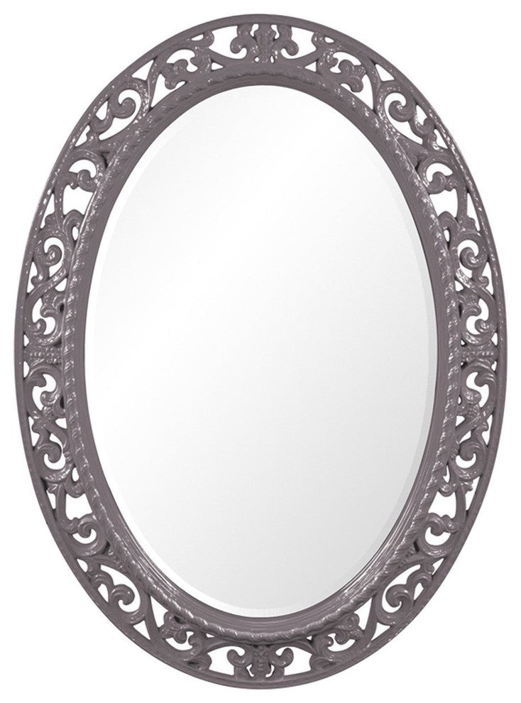 Suzanne Oval Mirror, Charcoal Gray