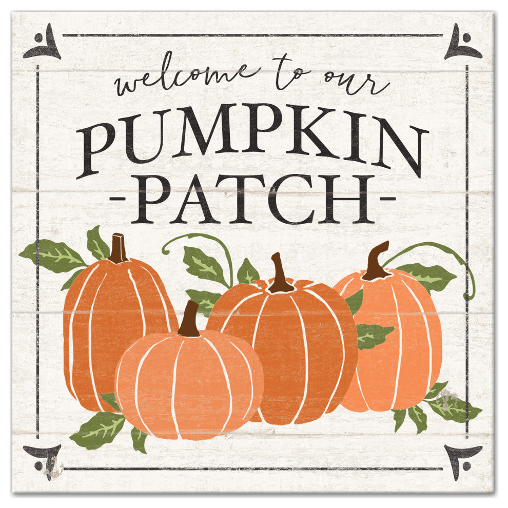 Welcome to Our Pumpkin Patch - White 12x12 Canvas Wall Art