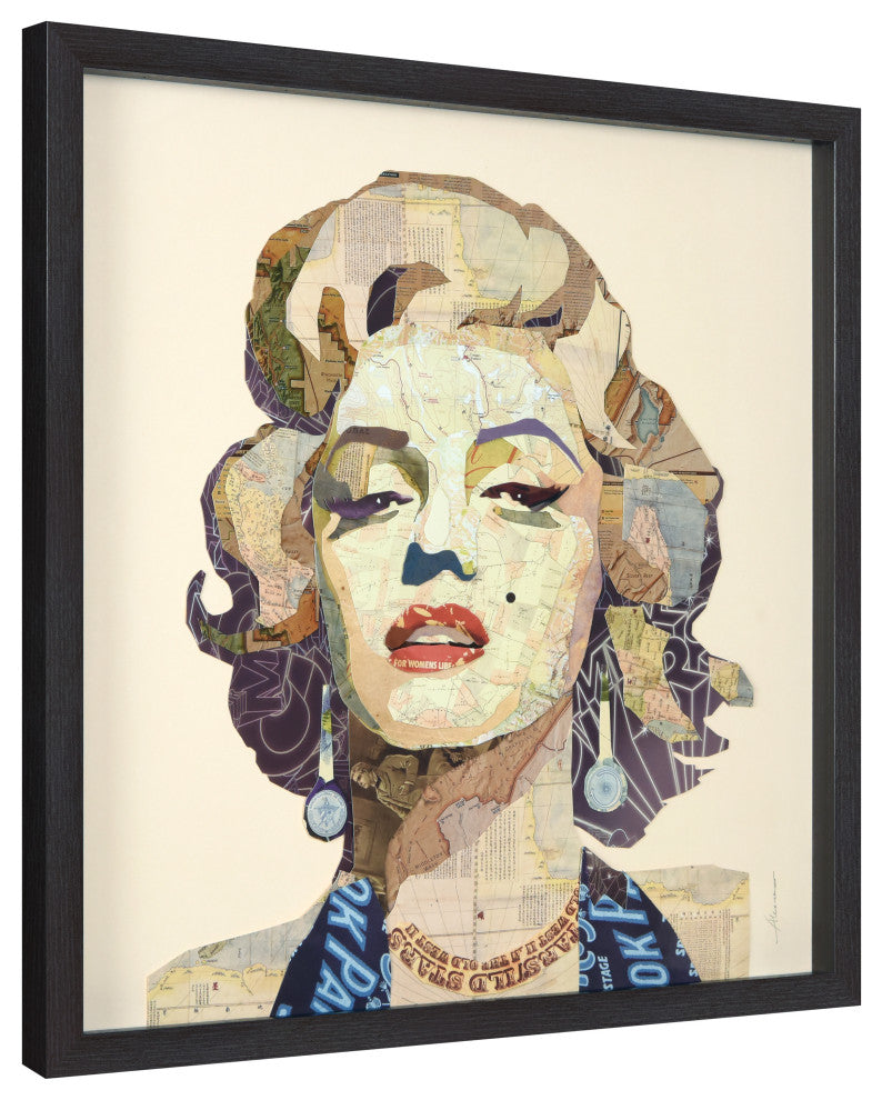 Homage to Marilyn Dimensional Collage Framed Graphic Art Under Glass Wall Art