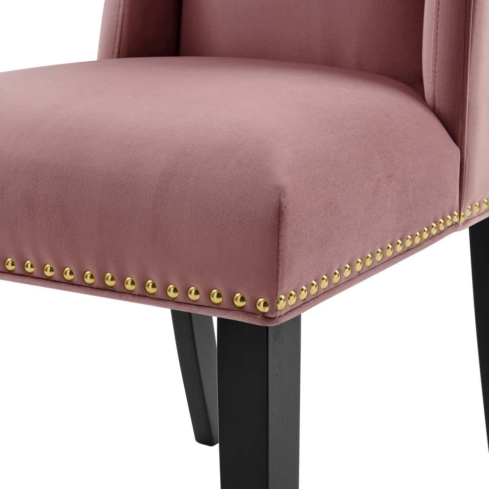 Dining Chair, Nailhead, Set of 2, Pink, Velvet, Modern, Cafe Bistro Hospitality