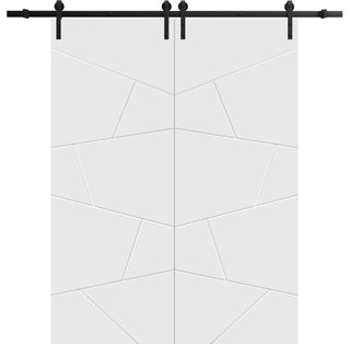Double Barn Door 64 x 96 | Planum 0990 Painted White | 13FT