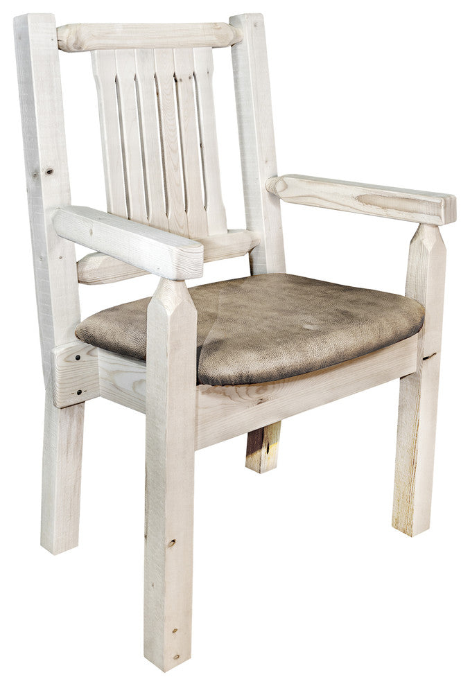 Captain''s Chair, Ready to Finish With Upholstered Seat, Buckskin Pattern