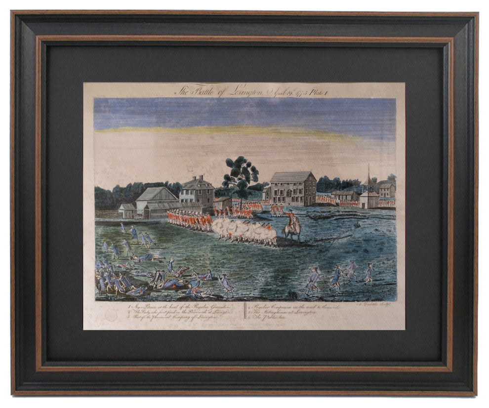 Framed Battle of Lexington April 19th 1775 by Amos Doolittle