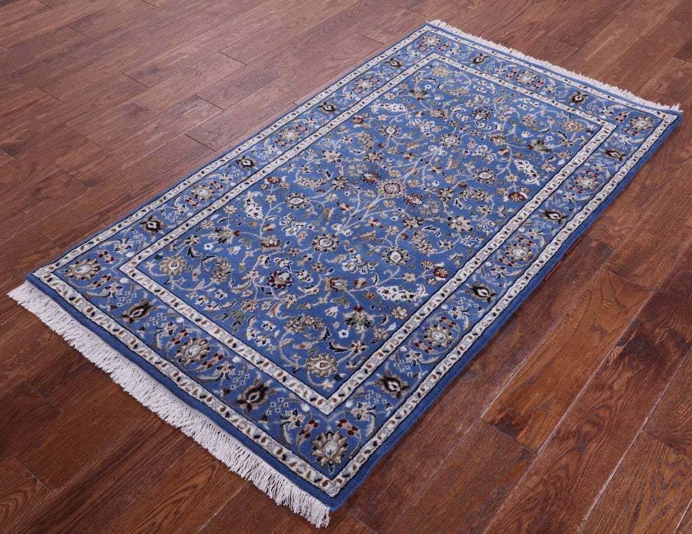 3' 0" X 5' 3" Persian Nain Wool & Silk Hand Knotted Rug - Q13152