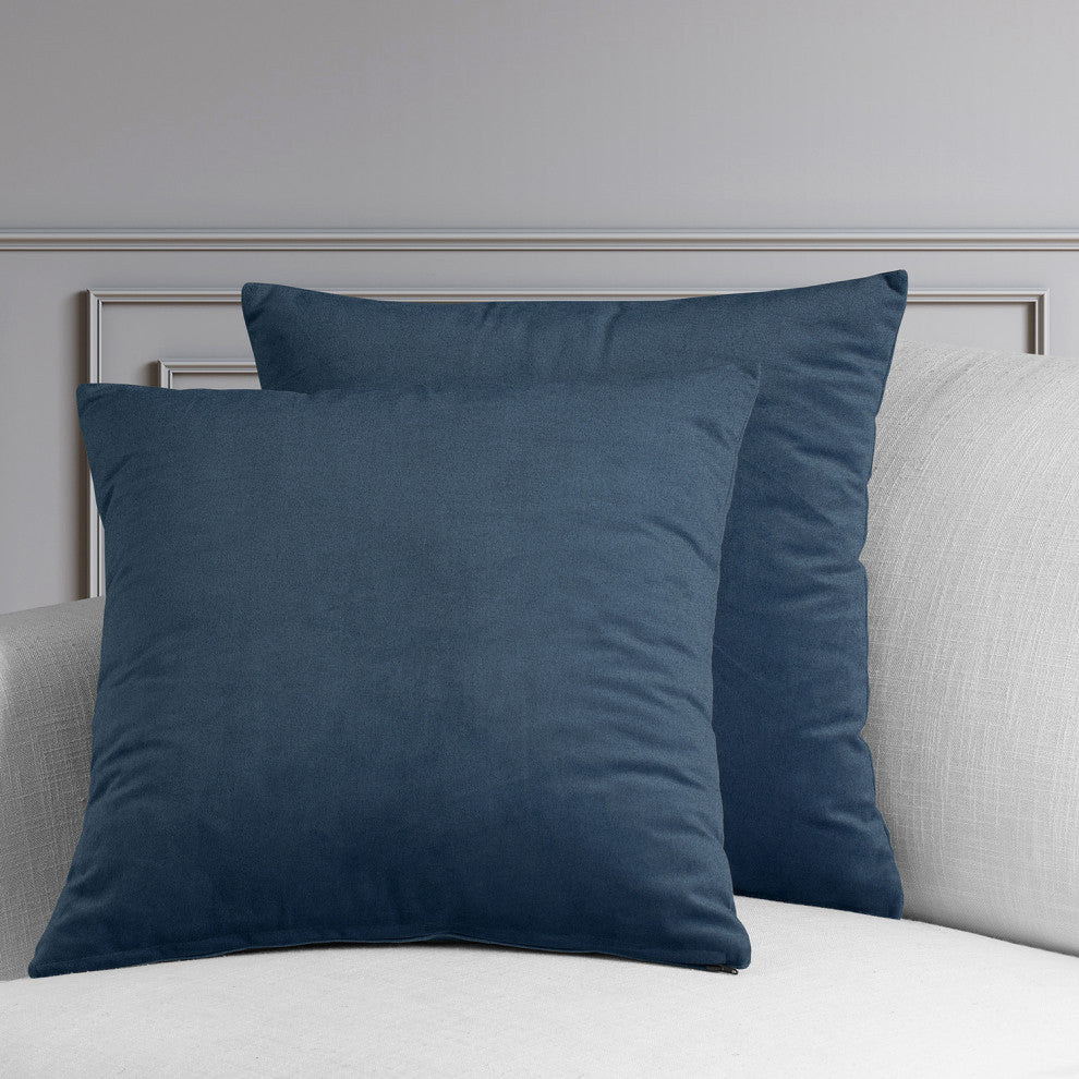 Heritage Plush Velvet Cushion Cover Pair, London Blue, 18w X 18l