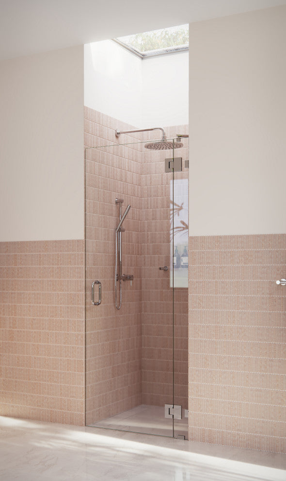 78"x30" Frameless Shower Door, Glass Hinge, Polished Chrome