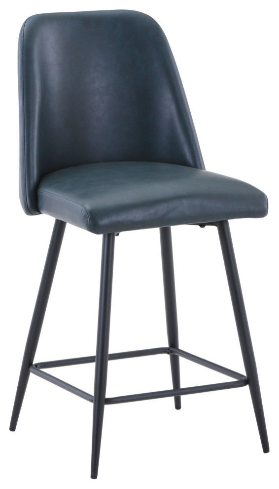 Modern Faux Leather Upholstered Counter Height Barstool, Set of 2