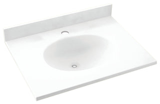 Swan Ellipse Solid Surface Bathroom Vanity Top, White