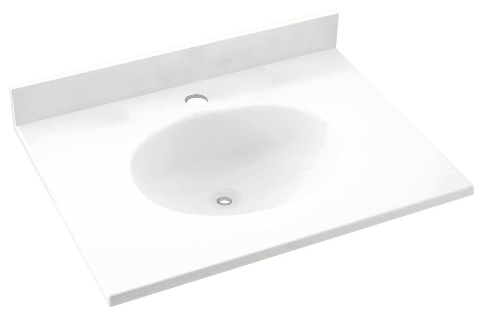 Swan Ellipse Solid Surface Bathroom Vanity Top, White