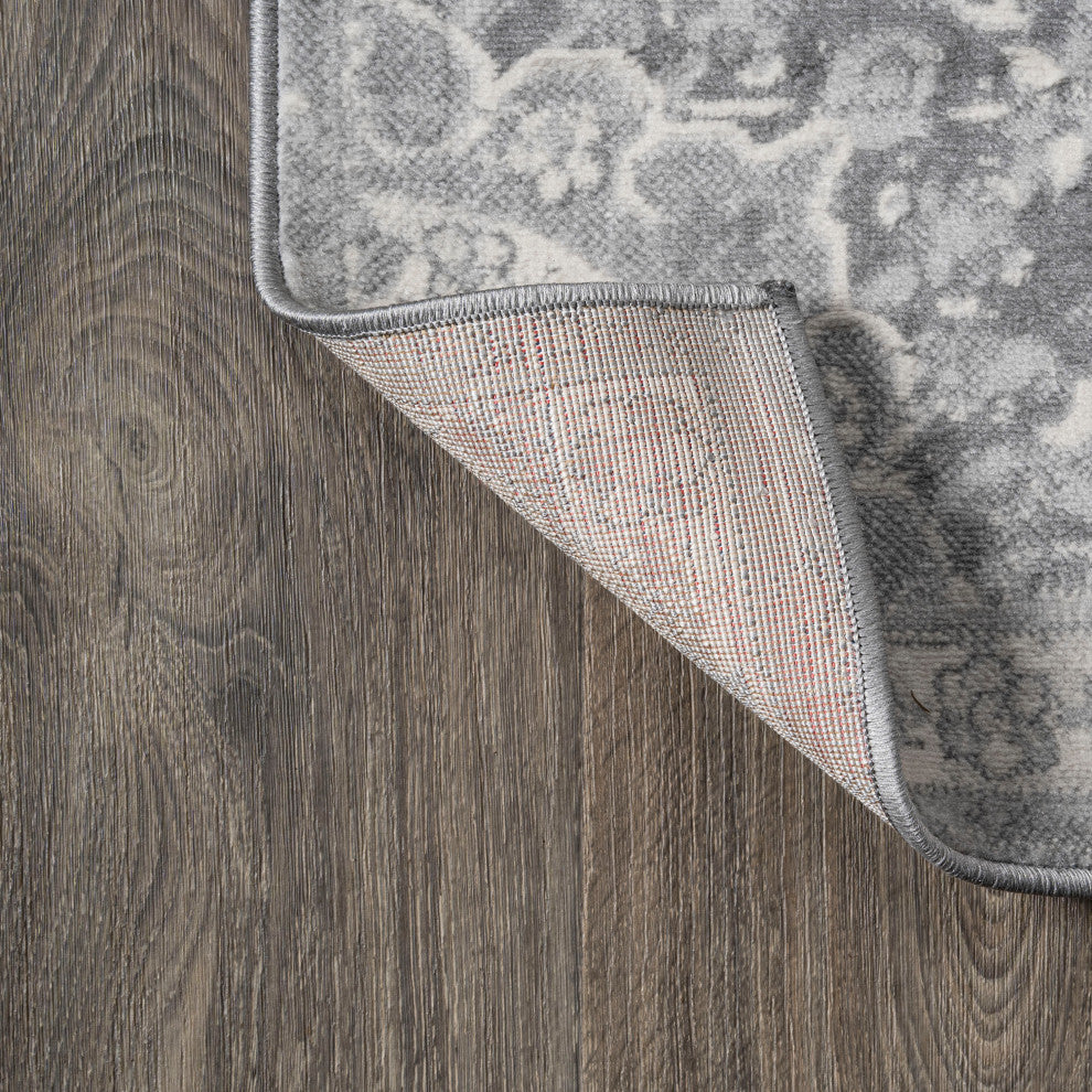 Modern Persian Vintage Moroccan Medallion Area Rug, Light Gray, 3x5